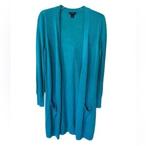 Halogen Nordstrom linen duster size M in beautiful turquoise blue, two pockets
